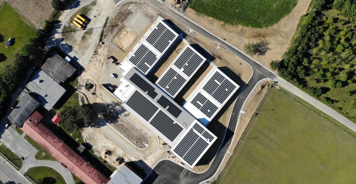 Drone view of commercial installation in Tarheel, NC Drone view of commercial installation in Tarheel, NC