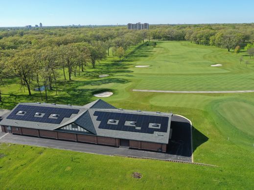 Jinko Photo Contest Commercial Winner Jinko Modules on Golf Course Roof