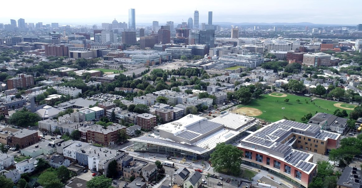 Skyline view of King Open and Cambridge Street Upper School King Open School 1.3 MW Array