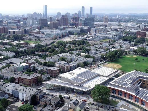 Skyline view of King Open and Cambridge Street Upper School King Open School 1.3 MW Array