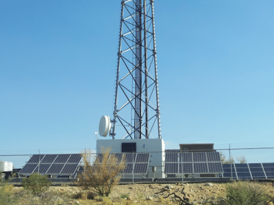 View of Off-Grid Solar Cell Tower in Arizona 