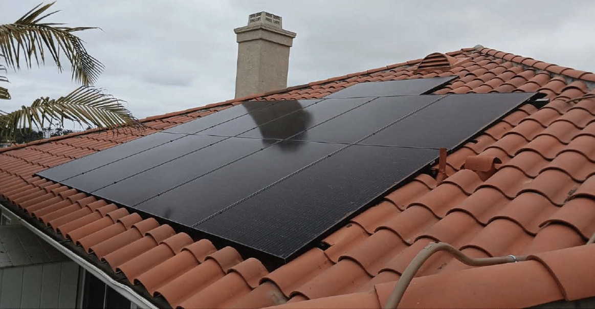 Side view of solar panels from a residential installation. Side view of solar panels from a residential installation.